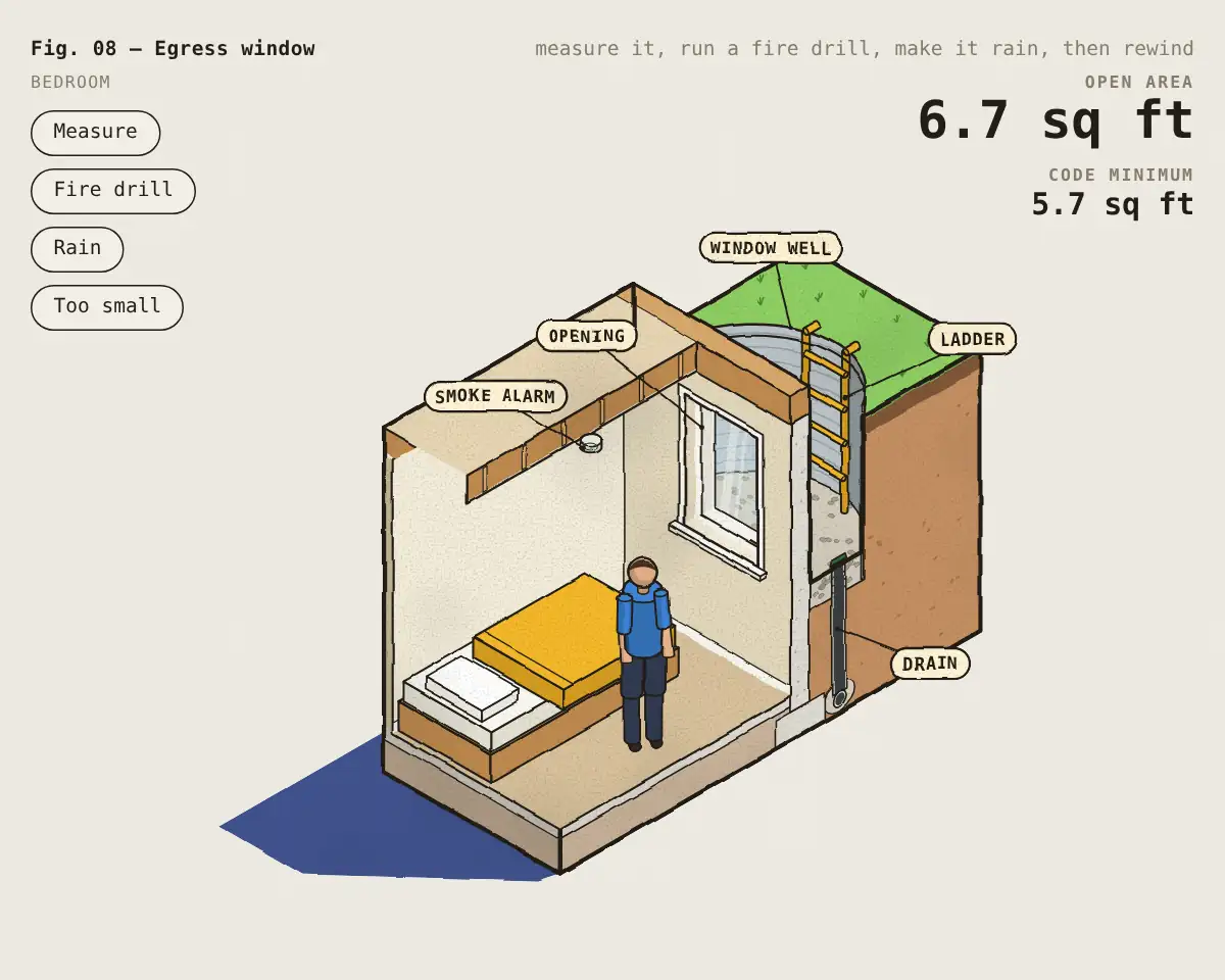 Illustration: How a basement egress window gets you out